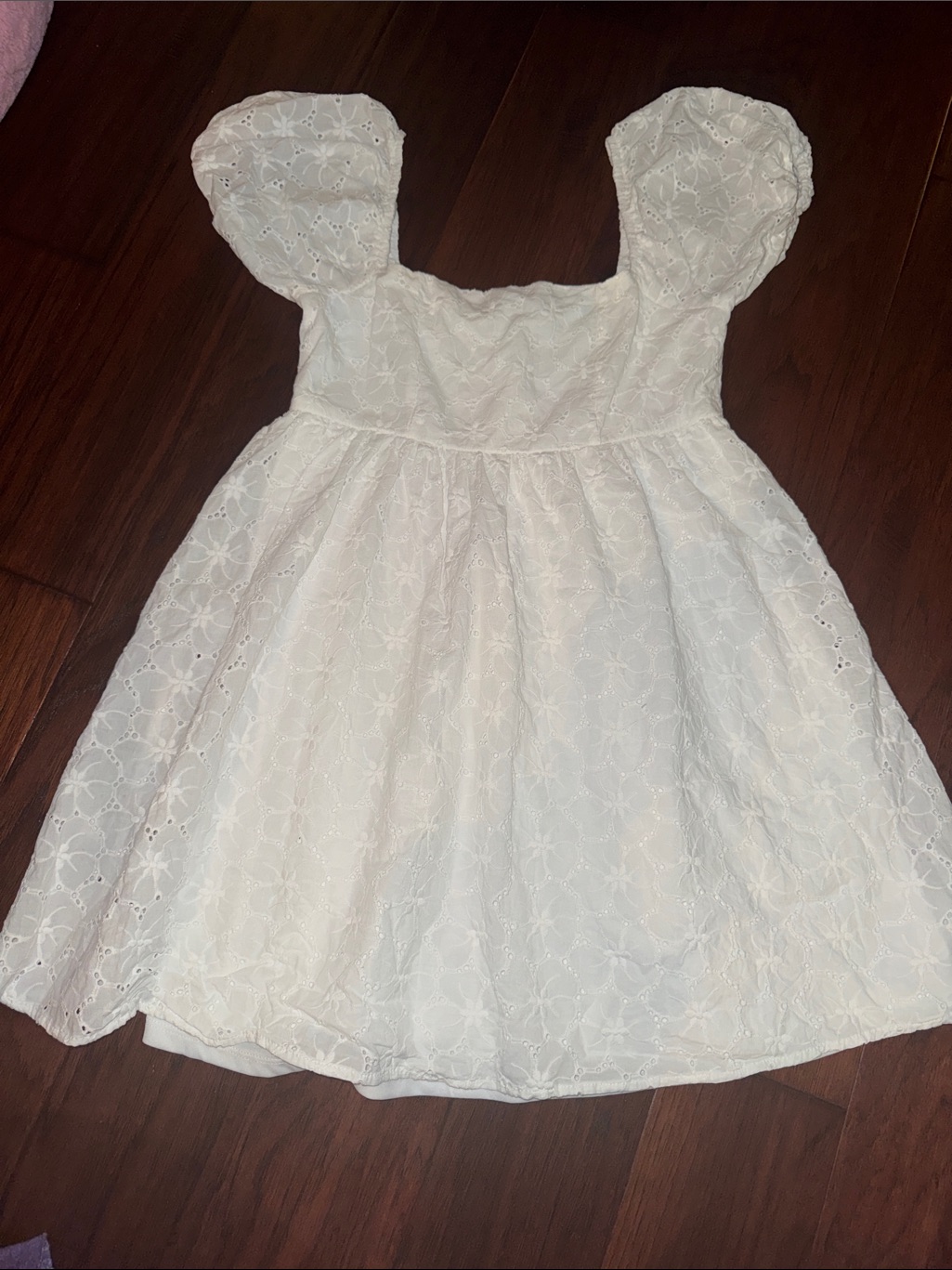 Altar'd State White Eyelet Puff-Sleeve Dress